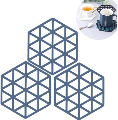 Leeonz Hexagon Reversible PVC Coaster Set(Pack of 3)