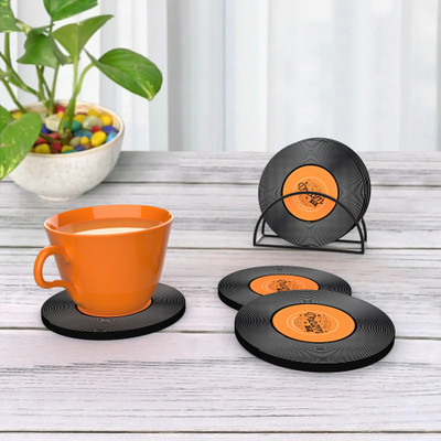 Sheen Kraft Round Wood Coaster Set(Pack of 6)