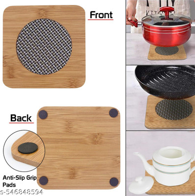 OXMEZA Square Reversible Bamboo Coaster(Pack of 1)