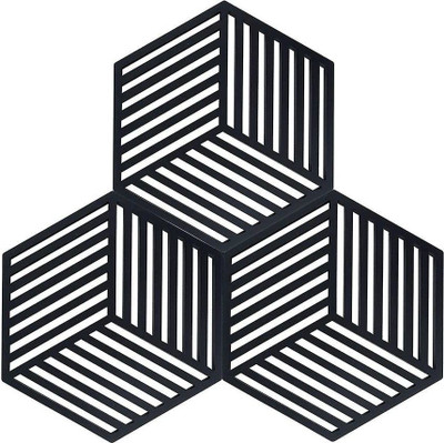 Leeonz Hexagon Reversible PVC Coaster Set(Pack of 3)