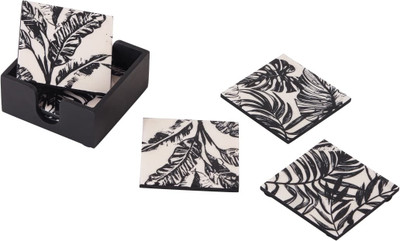 THING MAKER Square Reversible Wood Coaster Set(Pack of 6)
