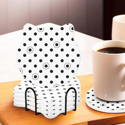 KUBER INDUSTRIES Round Stone Coaster Set(Pack of 6)