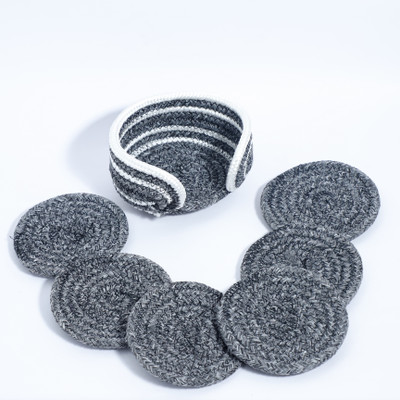 Ariya Round Reversible Cotton, Polypropylene Coaster Set(Pack of 6)