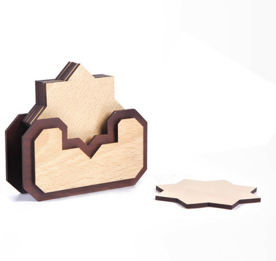 Priyat Hexagon Reversible Wood Coaster(Pack of 6)