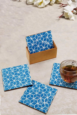 InsTook Square Reversible Resin Coaster Set(Pack of 4)