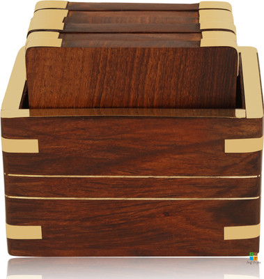 Craft Cooper Rectangle Reversible Wood Coaster Set(Pack of 6)