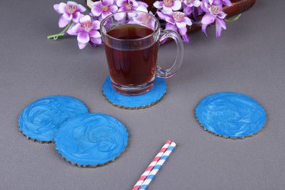Vatsin Round Reversible Resin Coaster Set(Pack of 4)