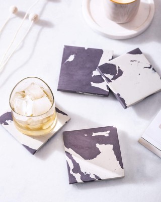 Serein Square Marble Coaster Set(Pack of 4)