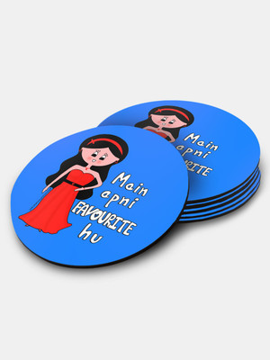 Macmerise Round Medium Density Fibreboard Coaster Set(Pack of 6)