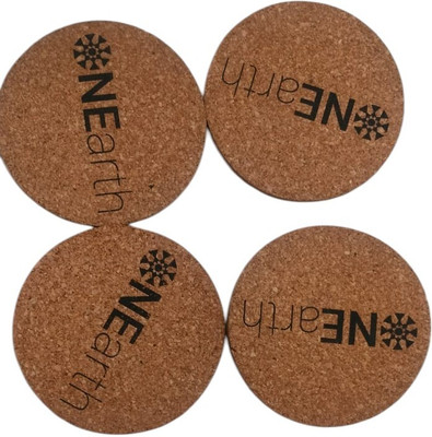 Onearth Round Cork Coaster Set(Pack of 4)