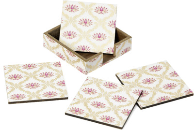 DULI Square Medium Density Fibreboard Coaster Set(Pack of 4)