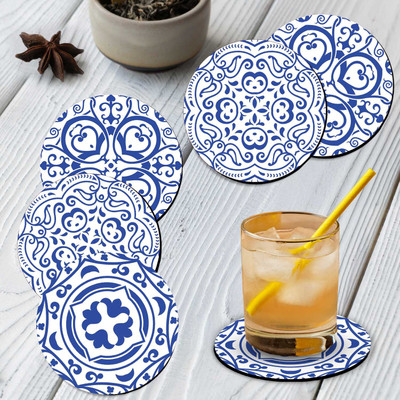 KOTART Round Medium Density Fibreboard Coaster Set(Pack of 6)
