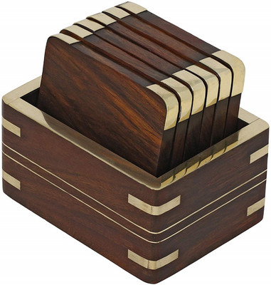 EcoWuuD Rectangle Reversible Wood Coaster Set(Pack of 6)