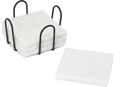 DULI Square Reversible Marble Coaster Set(Pack of 4)