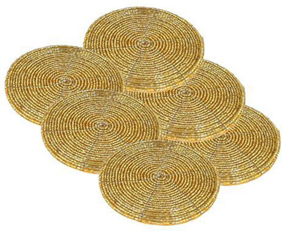CANVASS Round Glass, Polyester Coaster Set(Pack of 6)