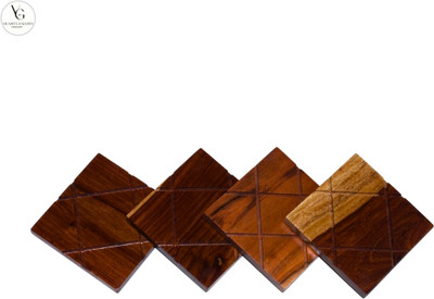Vilasita Gallery Rectangle Reversible Wood Coaster Set(Pack of 4)