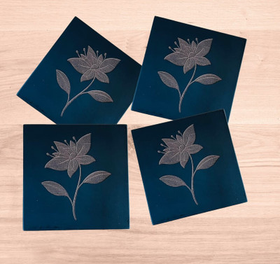 Espoir bloom Square Reversible Wood Coaster Set(Pack of 4)
