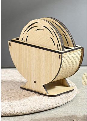 Afast Round Wood Coaster(Pack of 6)