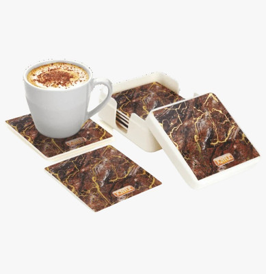 rushabh collections Square Reversible PVC Coaster Set(Pack of 6)