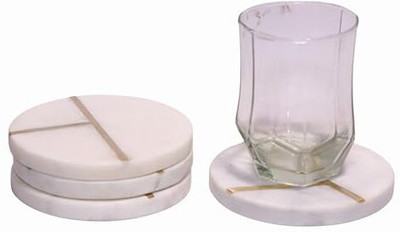 Samrah Round Reversible Marble Coaster Set(Pack of 4)