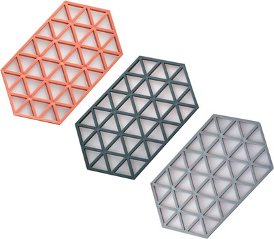 Dweloric Rectangle Reversible PVC Coaster Set(Pack of 3)
