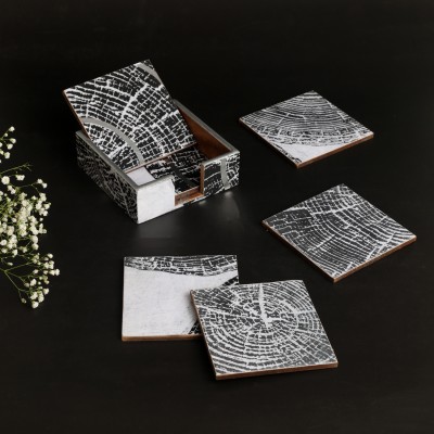 The Home Co Square Wood Coaster Set(Pack of 6)