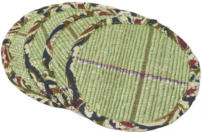 KALASHILPO Round Reversible Jute Coaster Set(Pack of 4)