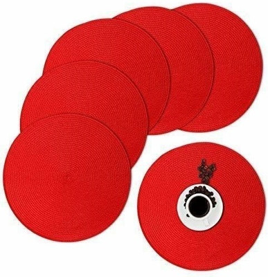 DKDECORATIVE Round Reversible Cotton Coaster Set(Pack of 4)