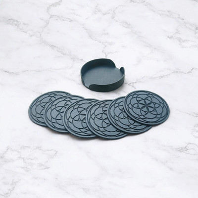 HRs Craft Round Polyester Coaster Set(Pack of 6)