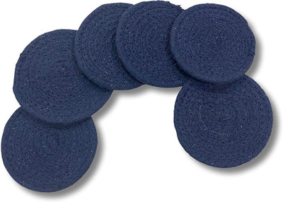 Akshra Round Reversible Cotton Coaster Set(Pack of 6)