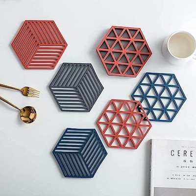 HRK Square Reversible Rubber Coaster(Pack of 6)