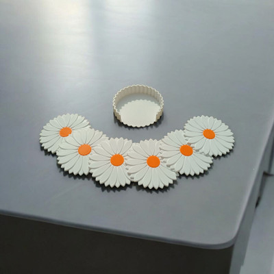 HRs Craft Round Polyester Coaster Set(Pack of 6)