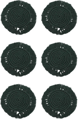 MUD FACTORY Round Cotton Coaster Set(Pack of 6)