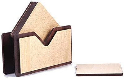 KD SAPRA Triangle Reversible Wood Coaster Set(Pack of 6)