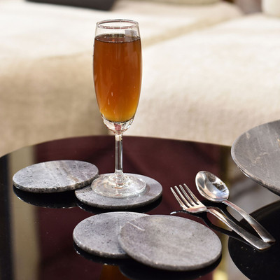 Little Extra Round Marble Coaster Set(Pack of 4)