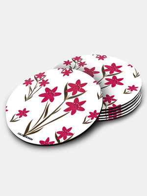 Macmerise Round Medium Density Fibreboard Coaster Set(Pack of 6)