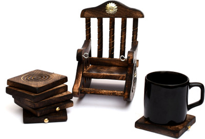 WNC Rectangle Reversible Wood Coaster Set(Pack of 1)