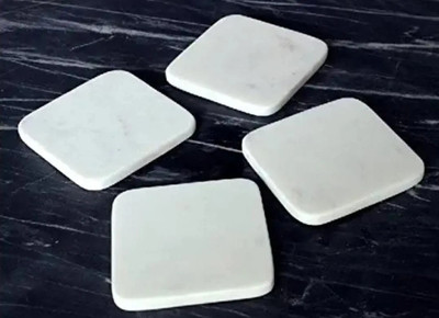 MBSC Square Reversible Marble Coaster Set(Pack of 4)
