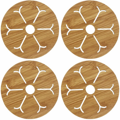 HOKiPO Round Bamboo Coaster Set(Pack of 4)