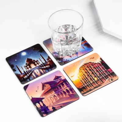 FLIPZONE Square Acrylic Coaster Set(Pack of 4)