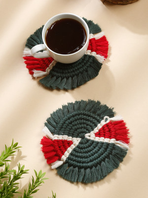 My Creative Hut Round Reversible Cotton Coaster Set(Pack of 2)
