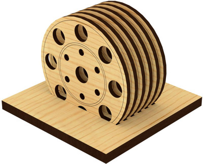 12 Fox Round Reversible Wood Coaster Set(Pack of 6)