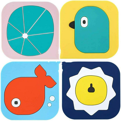 pepplo Square Reversible PVC Coaster Set(Pack of 4)