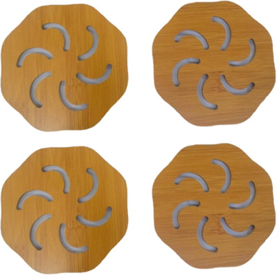 KiaraHome Hexagon Wood Coaster Set(Pack of 4)