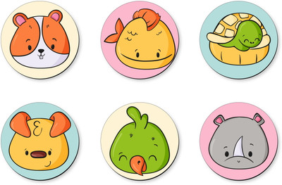 Sketchfab Round Wood Coaster Set(Pack of 6)