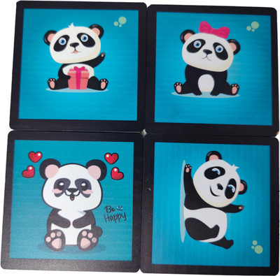 craftinky Square Wood Coaster Set(Pack of 6)