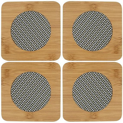 BLINK BASKET Square Bamboo Coaster Set(Pack of 4)