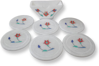 IHB Round Marble Coaster Set(Pack of 6)