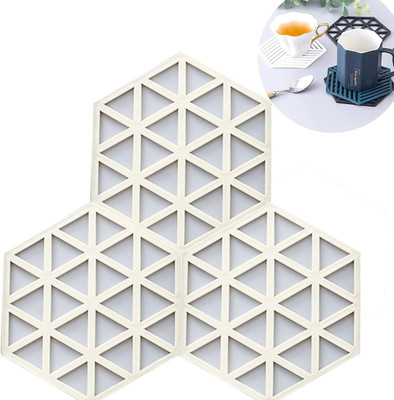 KOOSHLO Triangle Reversible Rubber Coaster(Pack of 3)