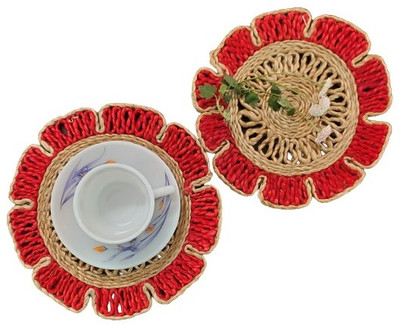 MUKHERJEE HANDICRAFTS: TRANSFORMATION OFLIFE........ Round Reversible Jute Coaster Set(Pack of 2)